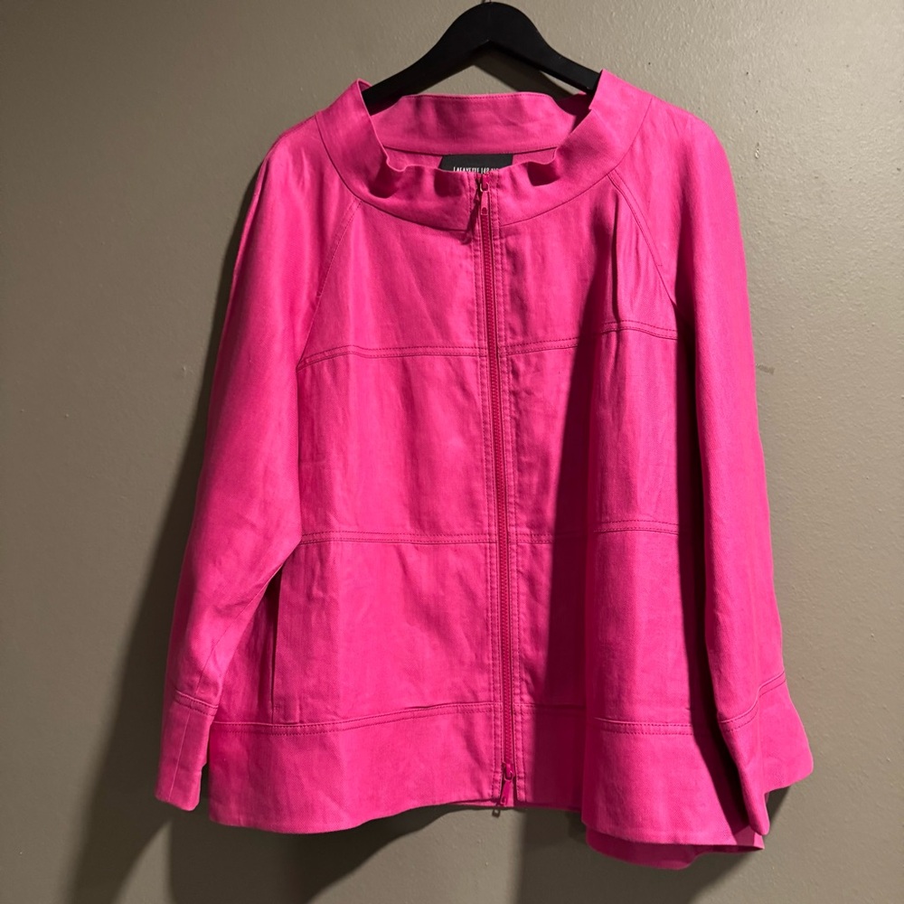 Lafayette 148 New York 100% Linen Zip Up Jacket Size XL